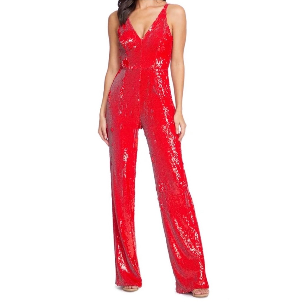 Charlie sequin jumpsuit in Lipstick Red